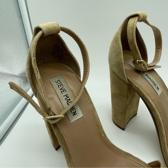 Steve Madden Carsron Tan Suede Strappy Heels - Picture 6 of 10